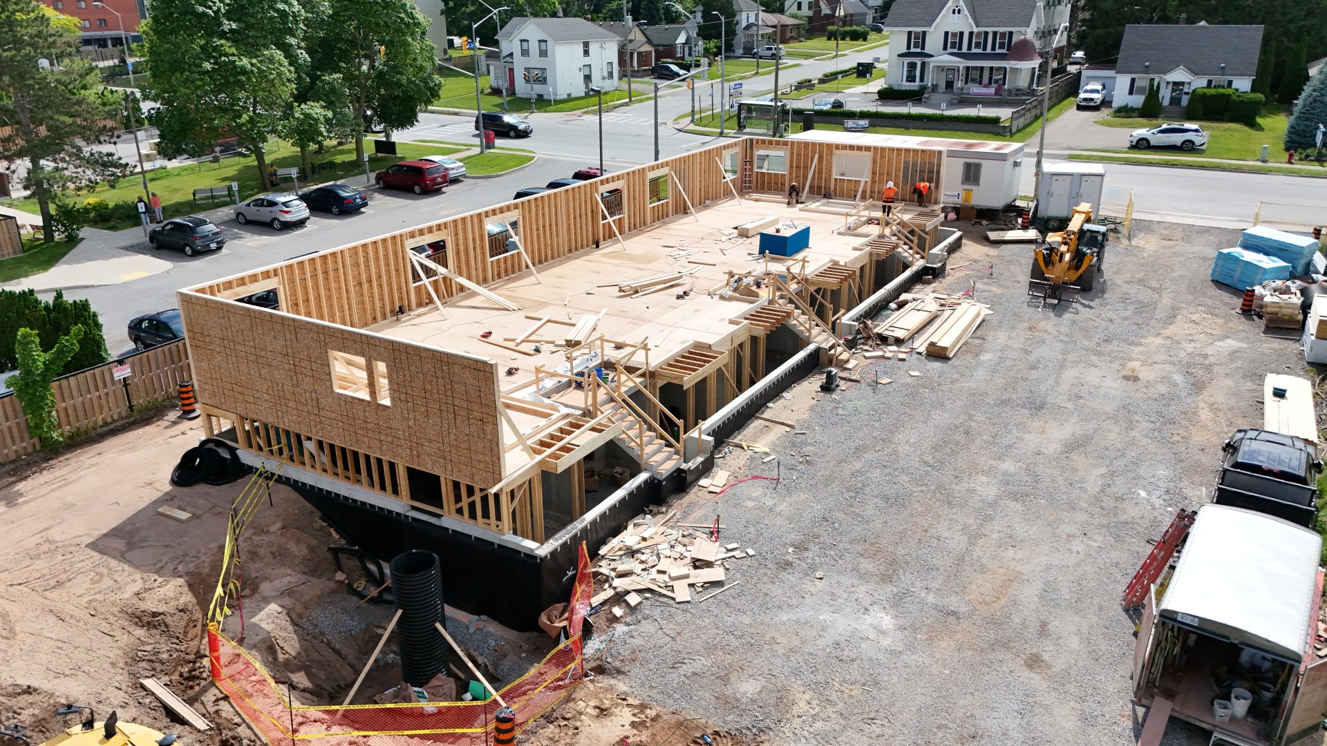 Parkside39 Apartments — First floor framing aerial, June 2026